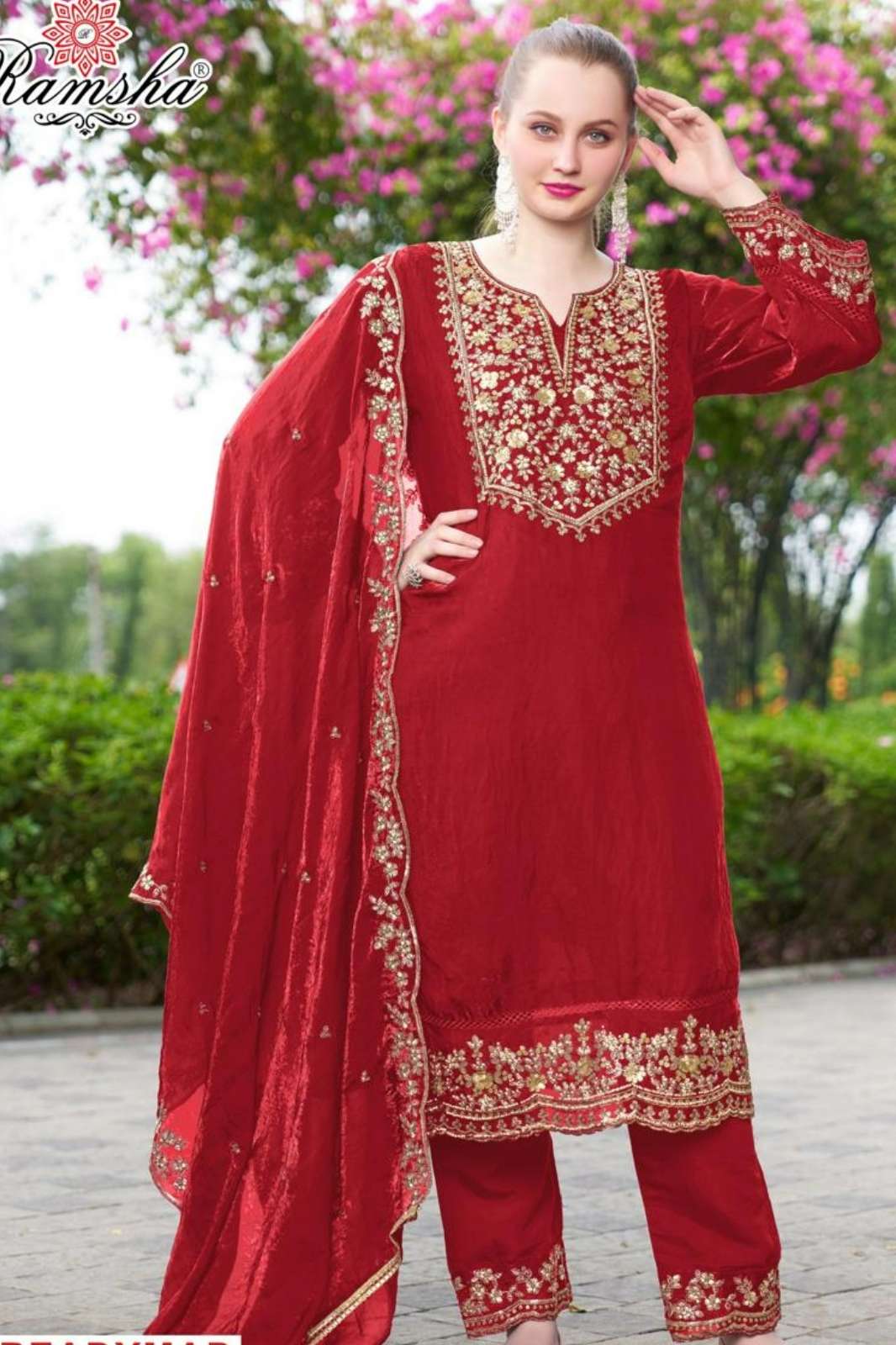 RAMSHA R 1244 Ready To Wear Embroidery Pakistani Fandy Fabric Suit