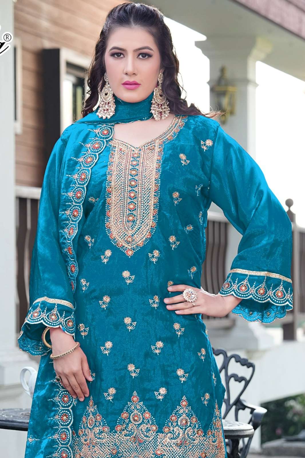 RAMSHA R 1278 Ready To Wear Embroidery Pakistani Fandy Fabric Suit