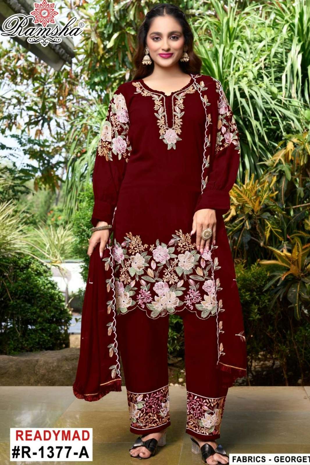 RAMSHA R 1377 Ready To Wear Embroidery Pakistani Georgette Suit
