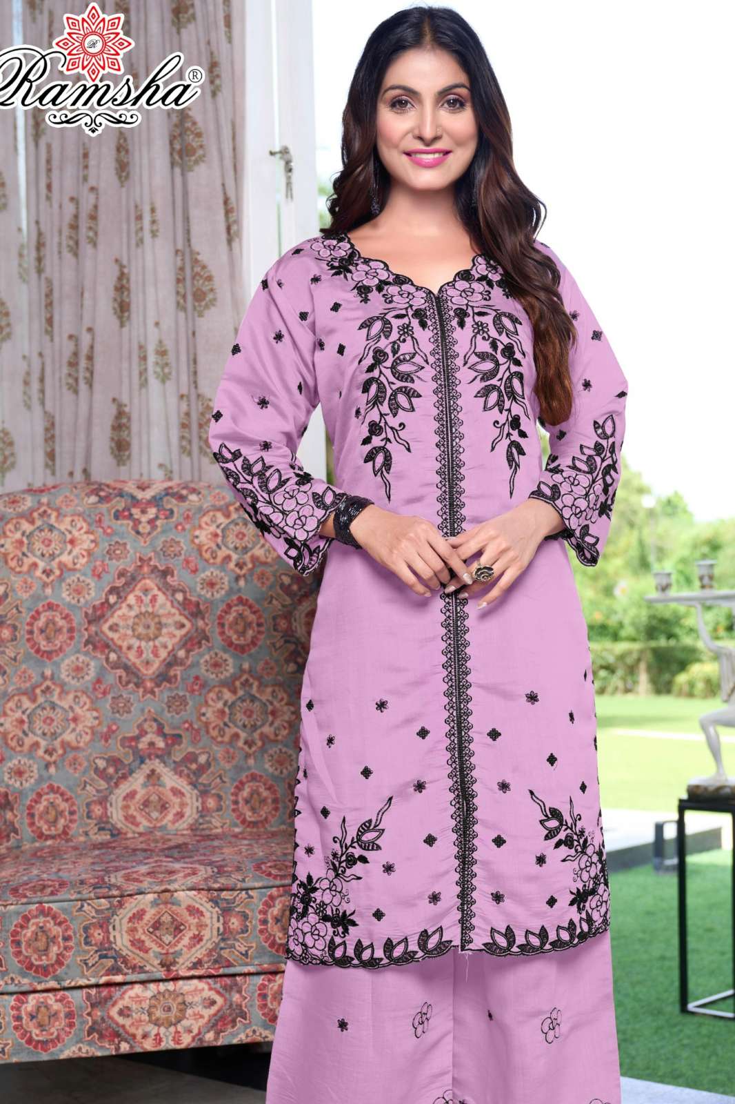 RAMSHA R 1379 Ready To Wear Embroidery Pakistani Roman Silk Suit
