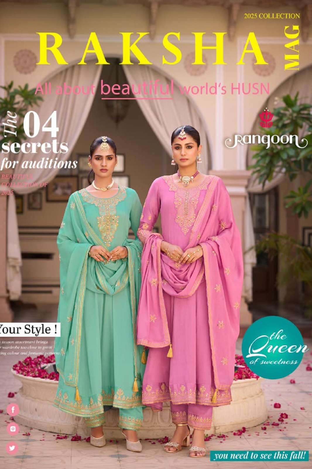 RANGOON RAKSHA SILK HAND MIRROR READY TO WEAR KURTIES