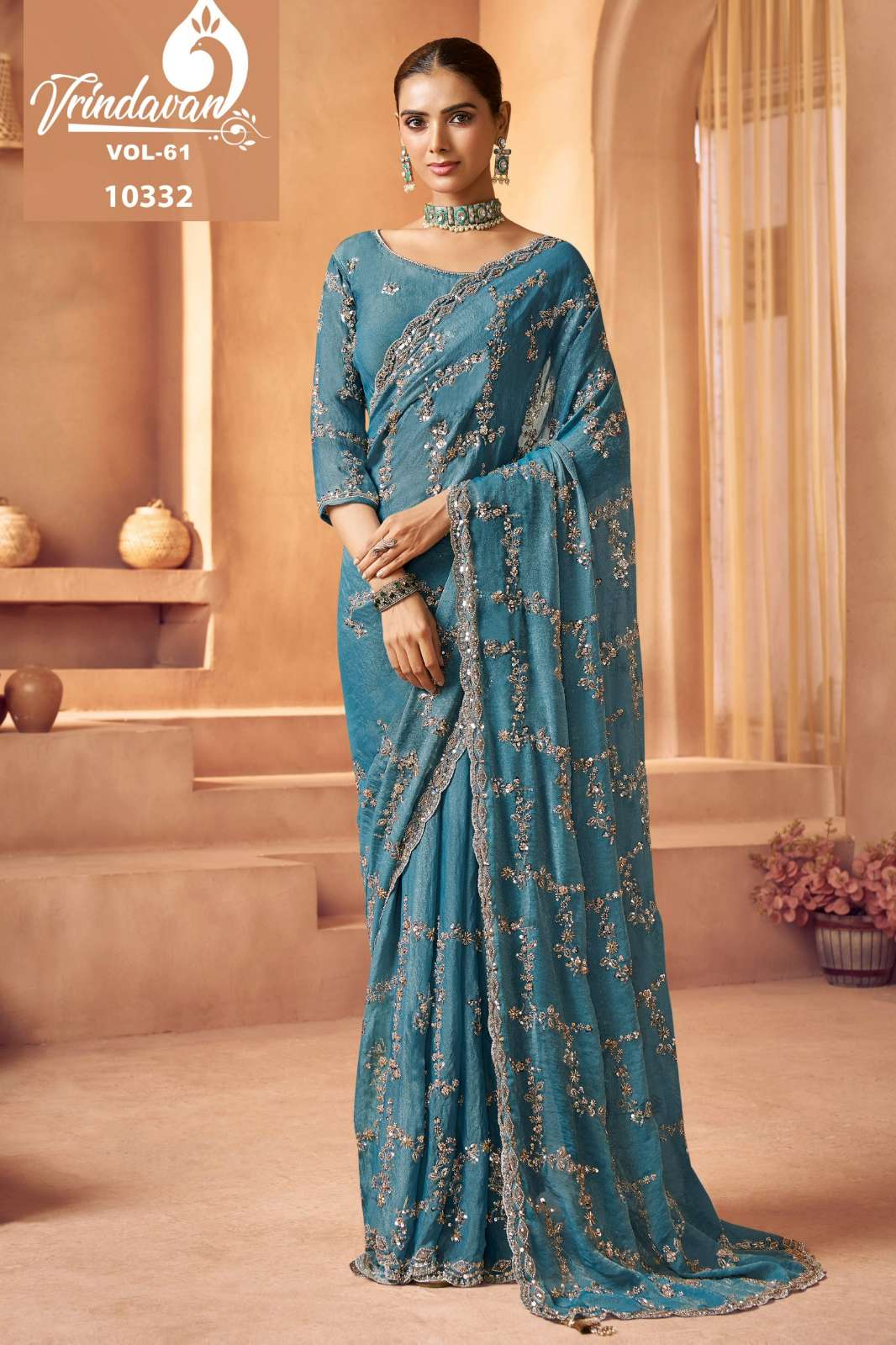 Royal Vrindavan vol 61 Wedding Wear Tissue Saree for Women