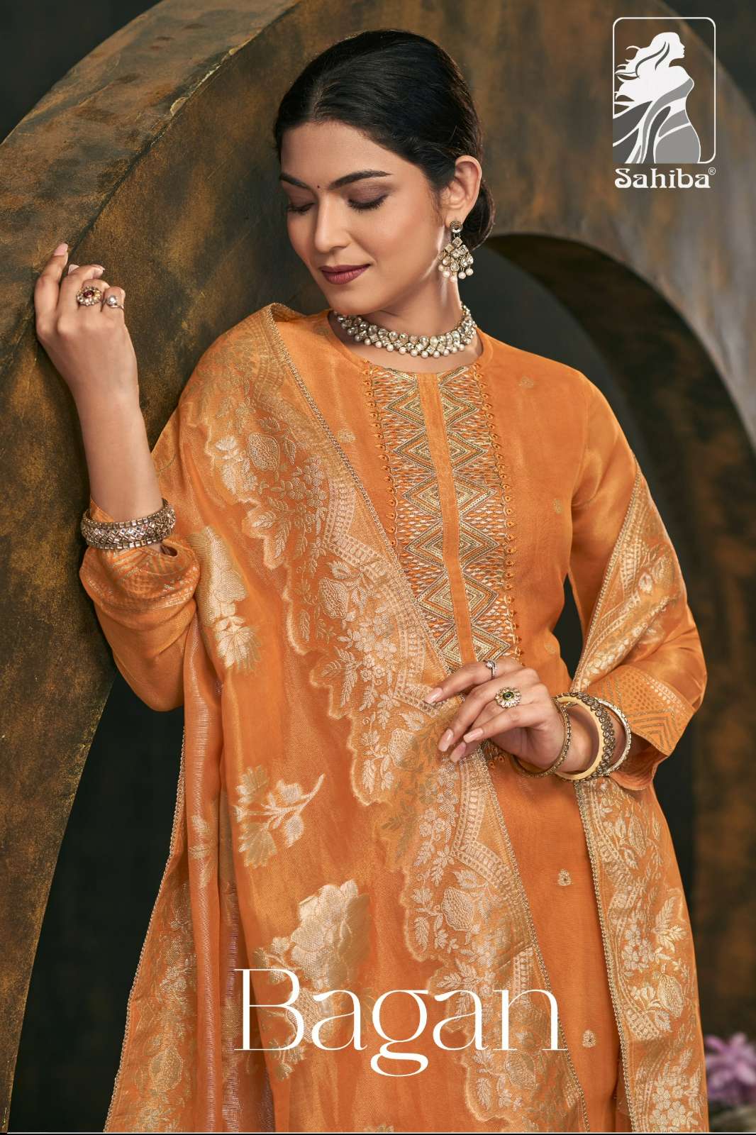 SAHIBA BAGAN FANCY SIMMER JAQUARD SUIT WITH EMBROIDERY & HAND WORK