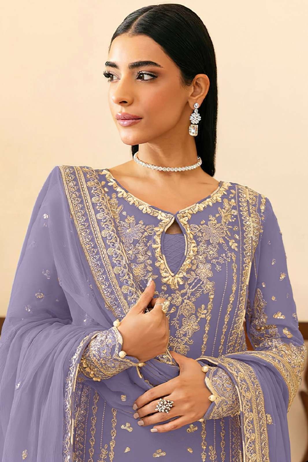 SAJIDA DESIGNER 1076 GEORGETTE EMBROIERED DRESS MATERIALS