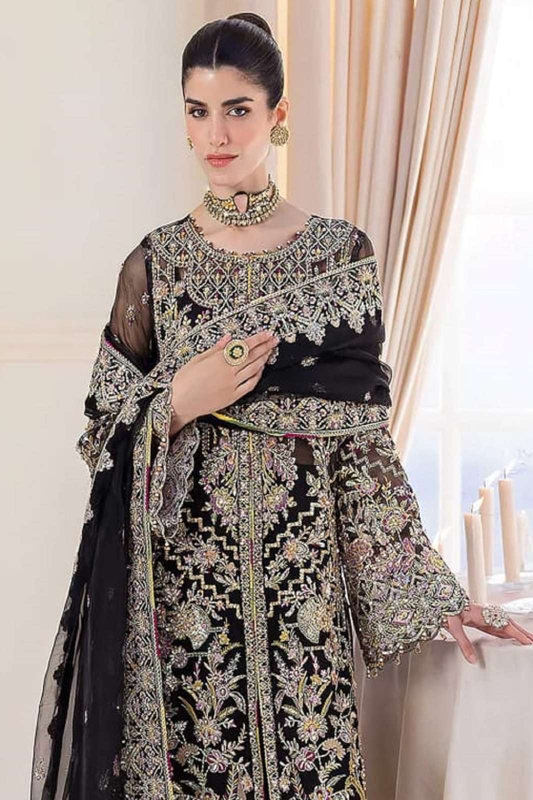 SAJIDA DESIGNER SD 1087 GEORGETTE EMBROIERED DRESS MATERIALS