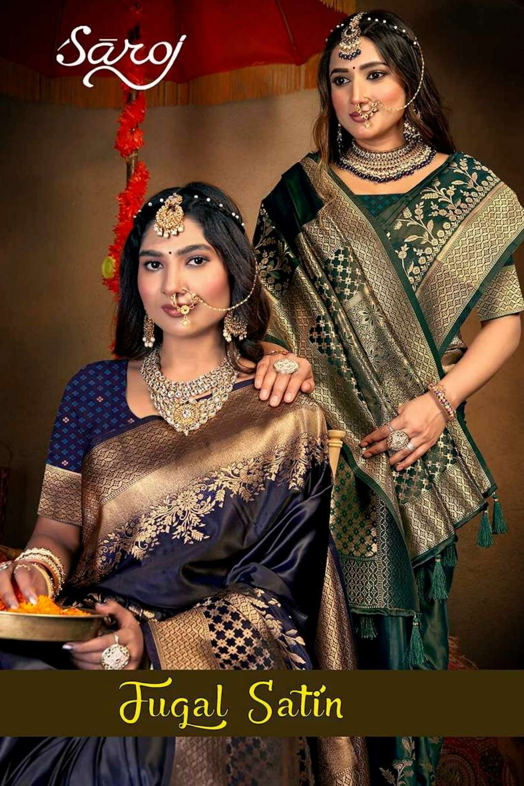 Saroj Jugal Sattin  Pure Satin Rich Pallu Saree with Blouse