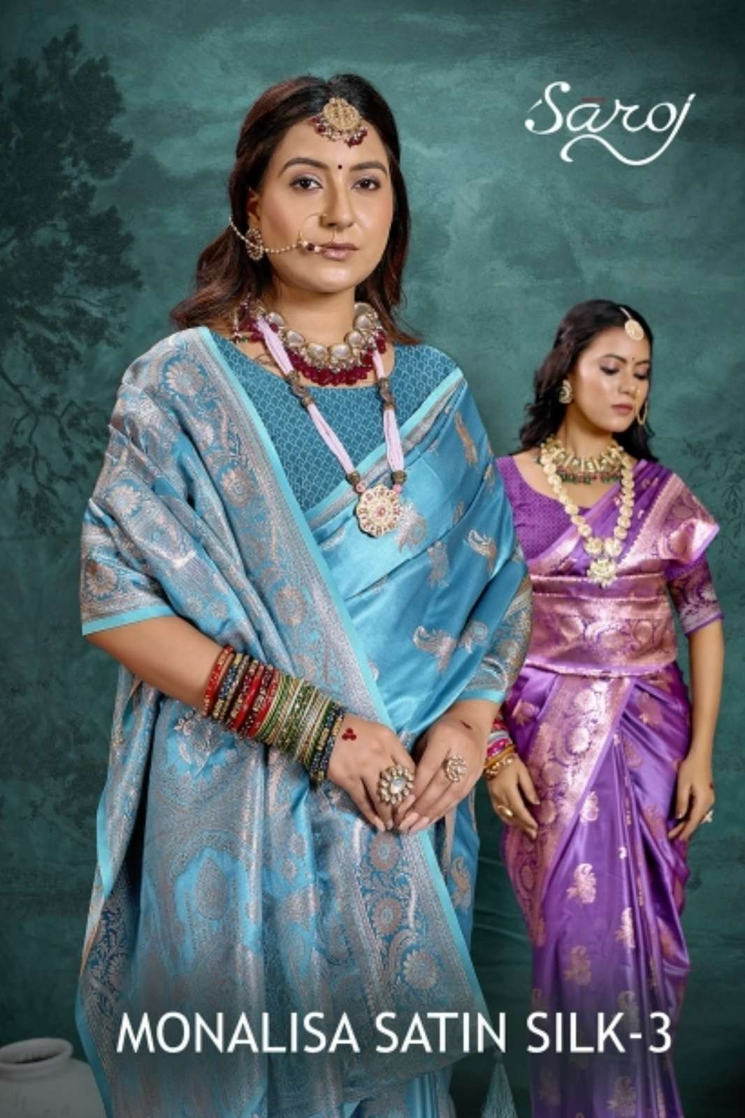 Saroj Kala Sattin Silk 3 Pure Satin Silk Rich Pallu Saree with Blouse