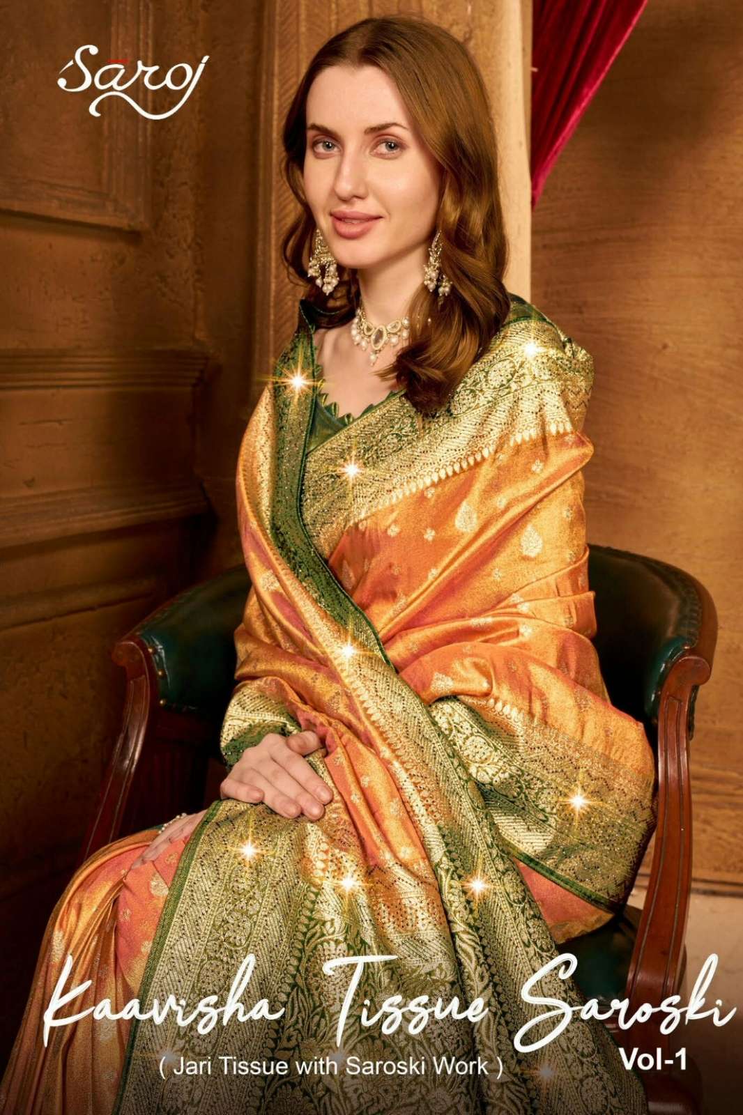 Saroj Kavisha tissue Sarovski 1 Tissue Kanjiwaram Silk Designer Saree