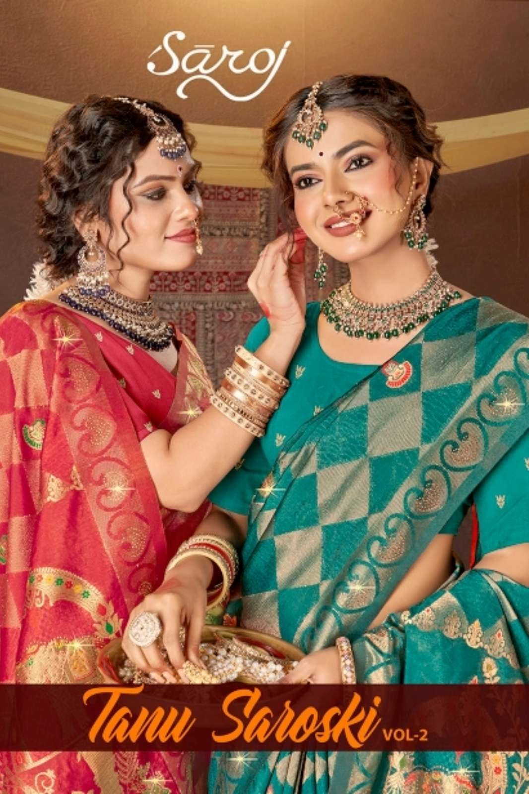 Saroj Tanu Saroski 2 Indian Women Dola Silk Saree with Blouse