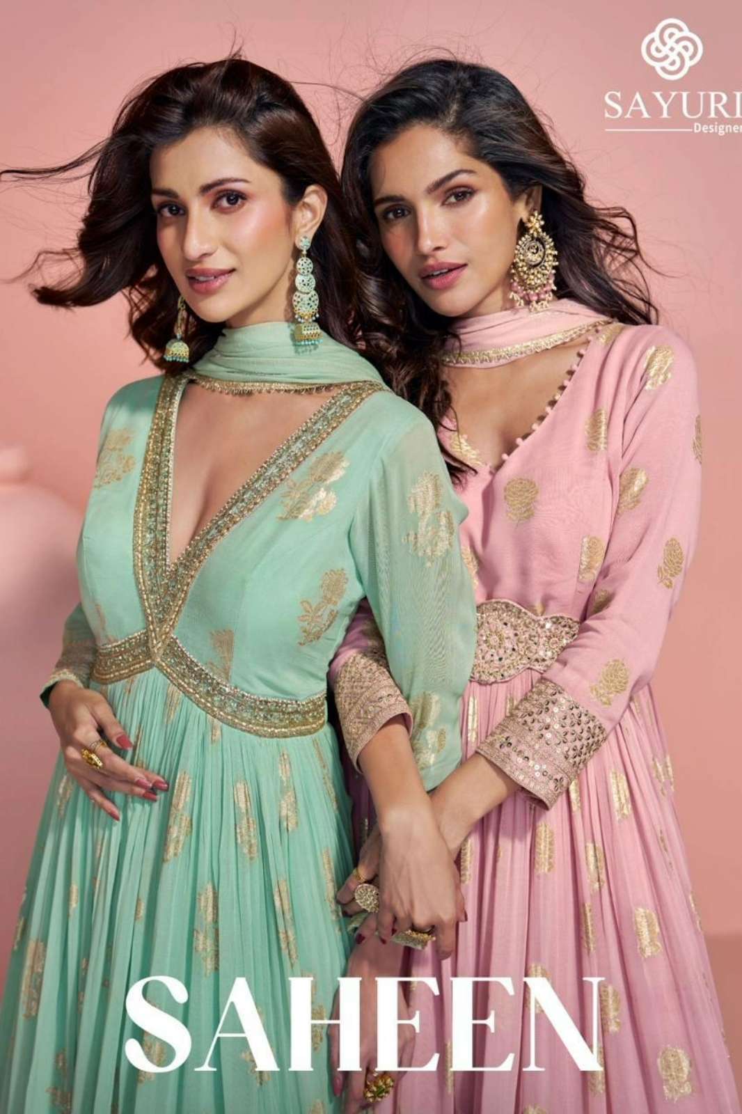 SAYURI SAHEEN READY TO WEAR VISCOS JACQUARD SILK EMBROIDERED ANARKALI SUIT