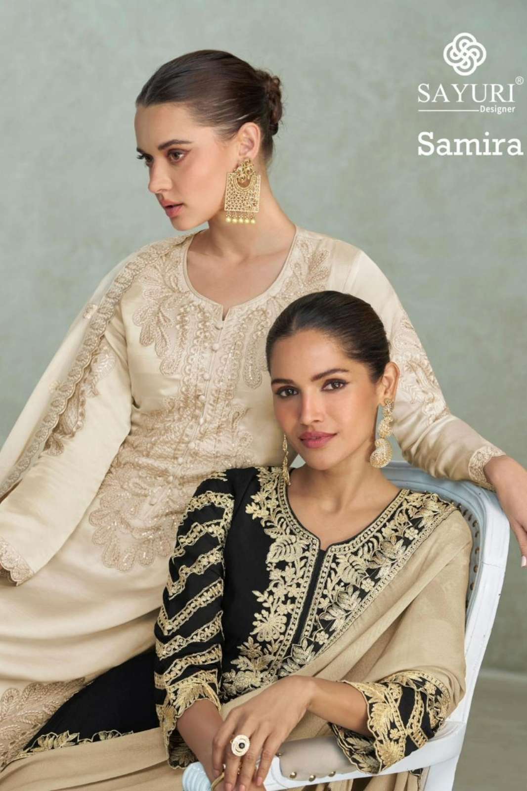 SAYURI SAMIRA READY TO WEAR PREMIUM REAL CHINON SILK DESIGNER SUIT 