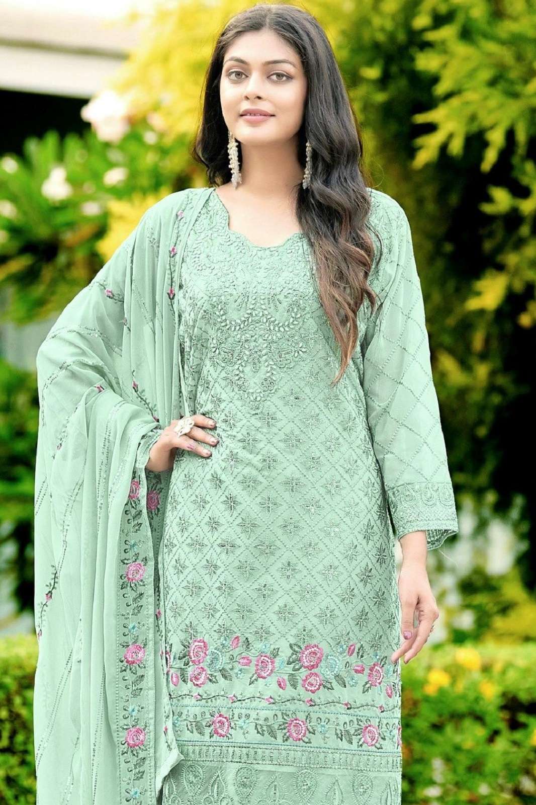 SHANAYA S  157 GEORGETTE EMBROIERED DRESS MATERIALS