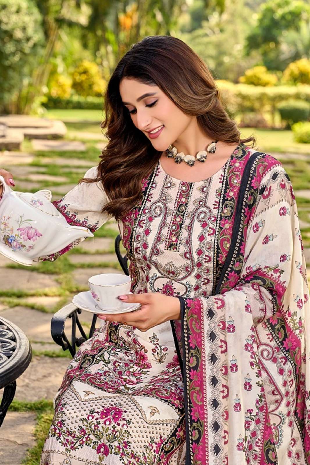 SHREE FAB KT 125 VISCOSE MUSLINE HANDWORKED SUITS
