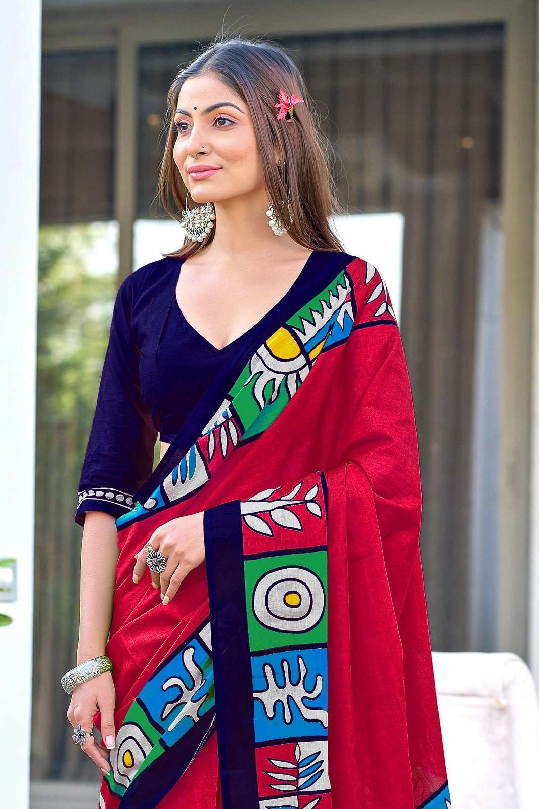 SHRI BALAJI 15908 BAGRU BLOCK PRINTED COTTON SAREES