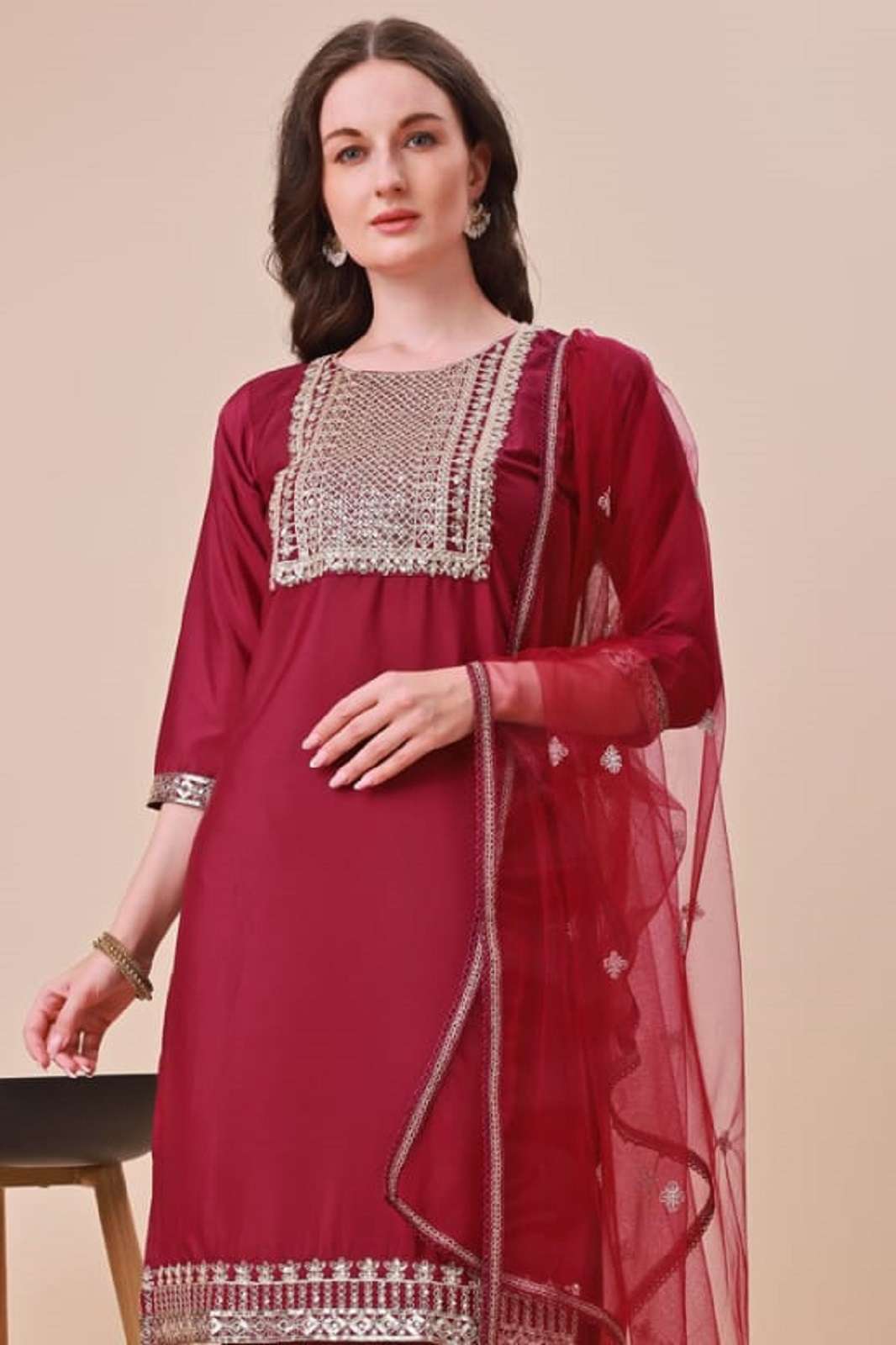 SHRI BALAJI AS 5008 SILK EMBROIERED READY TO WEAR KURTIES