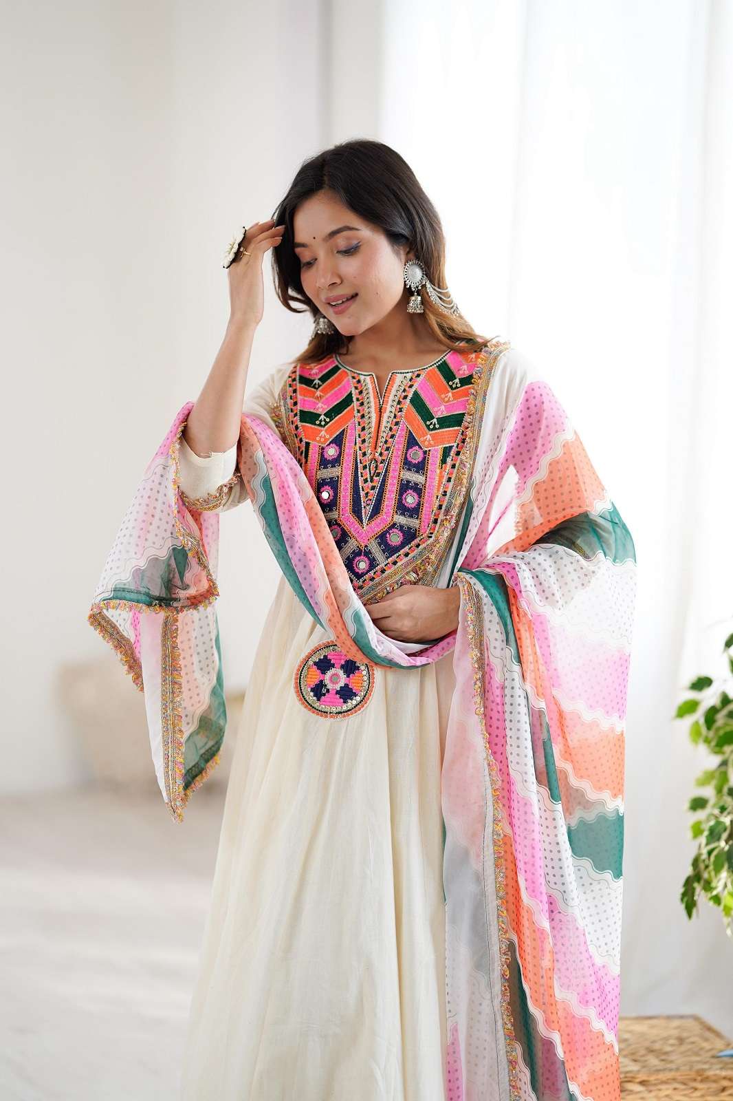 SHRI BALAJI DIF 060 COTTON EMBROIDERED READY TO WEAR GOWNS