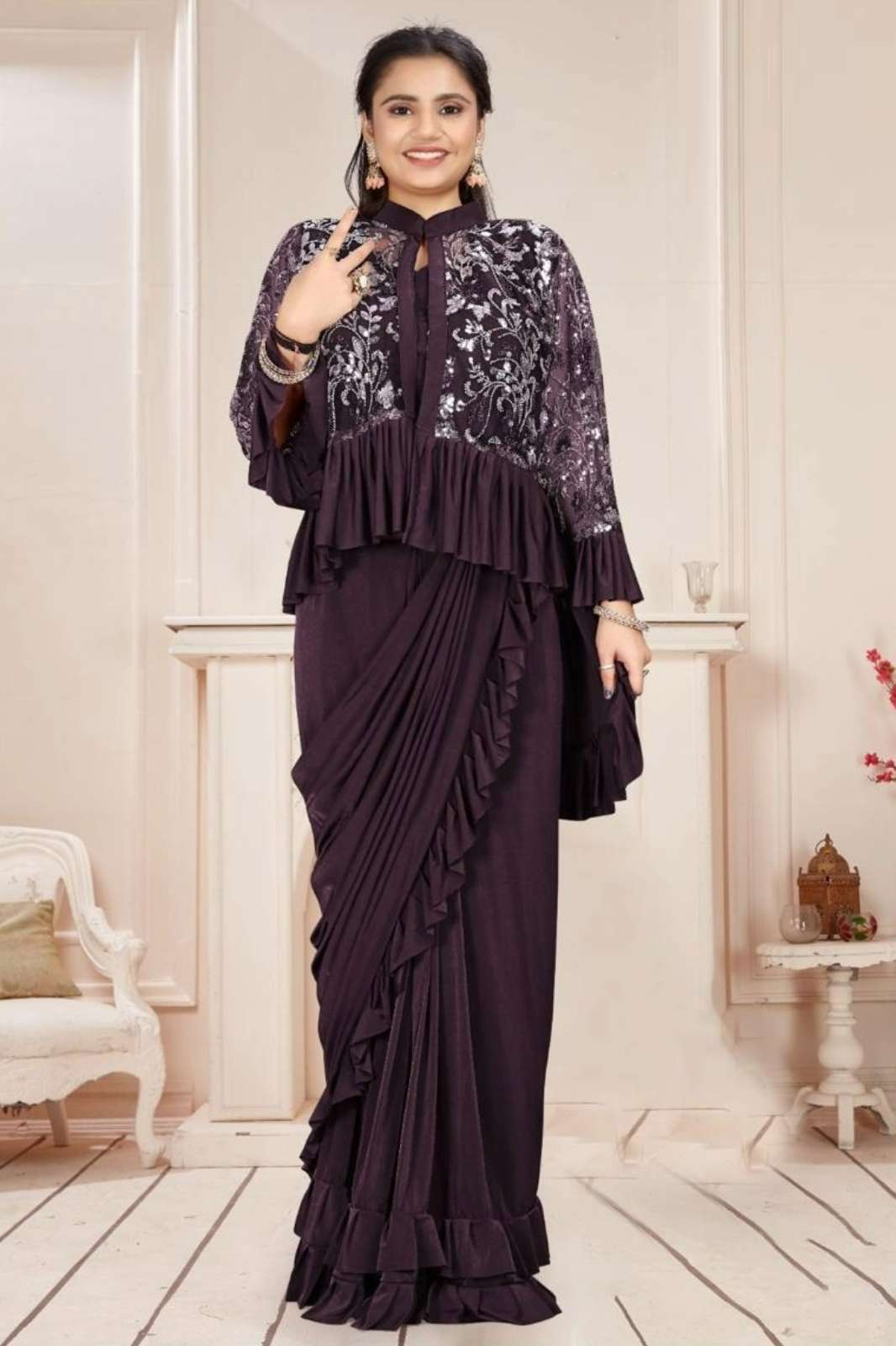 Shri Balaji Emporium 16102 Ready to Wear Imported Lycra Saree