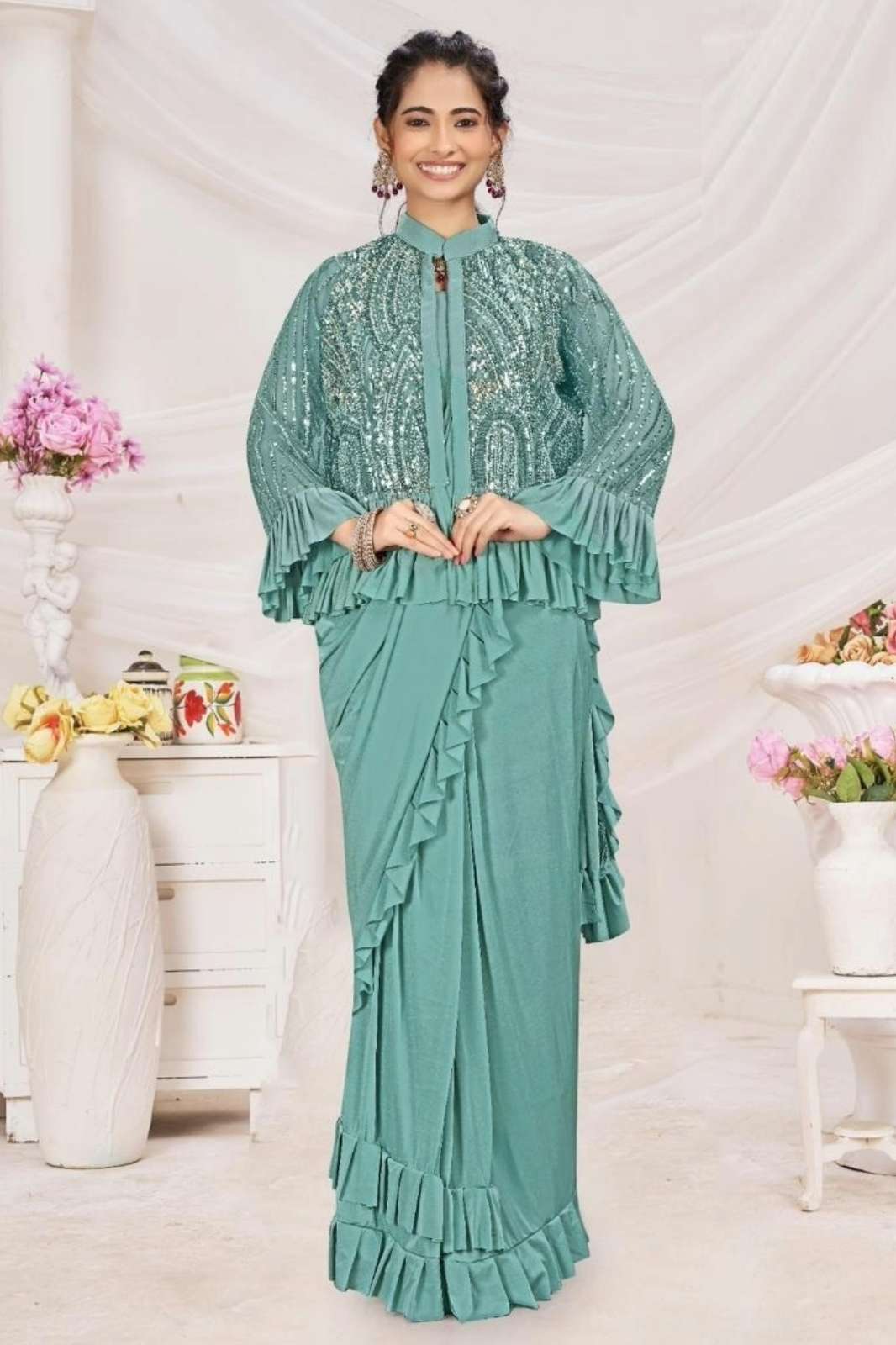 Shri Balaji Emporium 16102 Ready to Wear Imported Lycra Saree