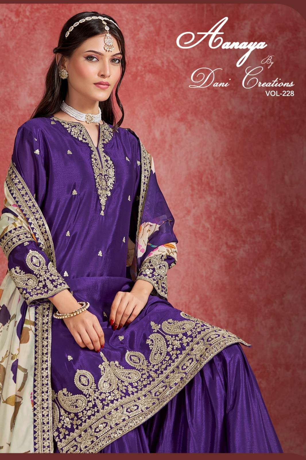 SHRI BALAJI EMPORIUM AANAYA VOL 228 PREMIUM CHINON SILK SHARARA STYLE SUIT