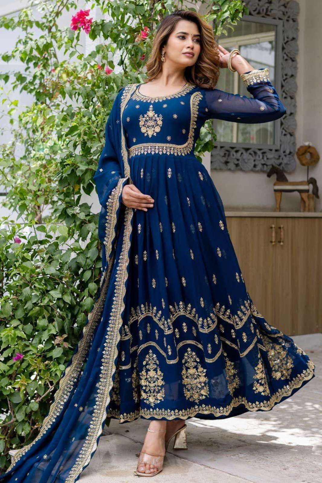 Shri Balaji Emporium DIF 063 Georgette Designer Gown with Dupatta 