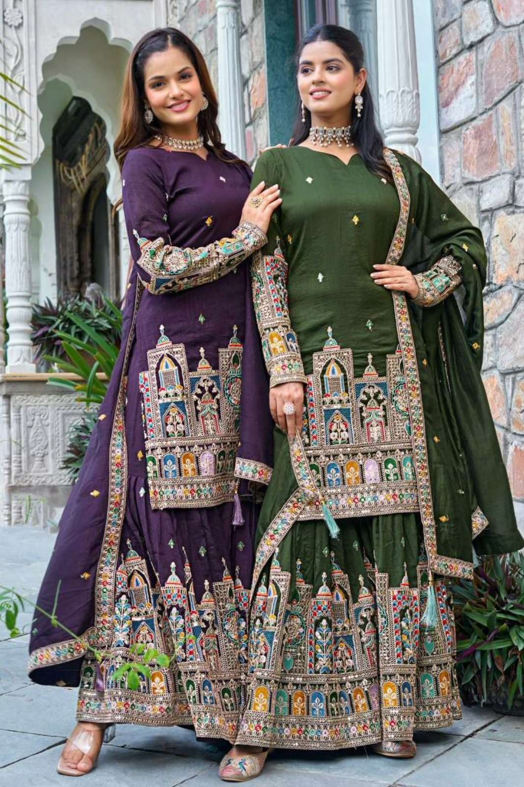 Shri Balaji Emporium DV 24668 Pure Chinon Silk Sharara Suit