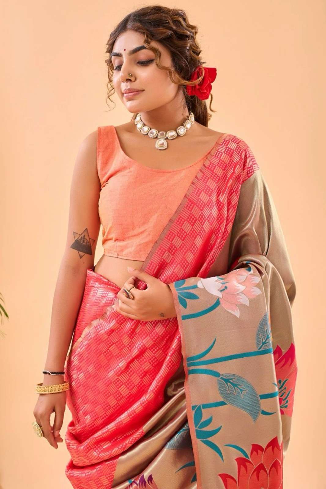 Shri Balaji Emporium Fulrani Designer Pure Pathani Silk Saree 