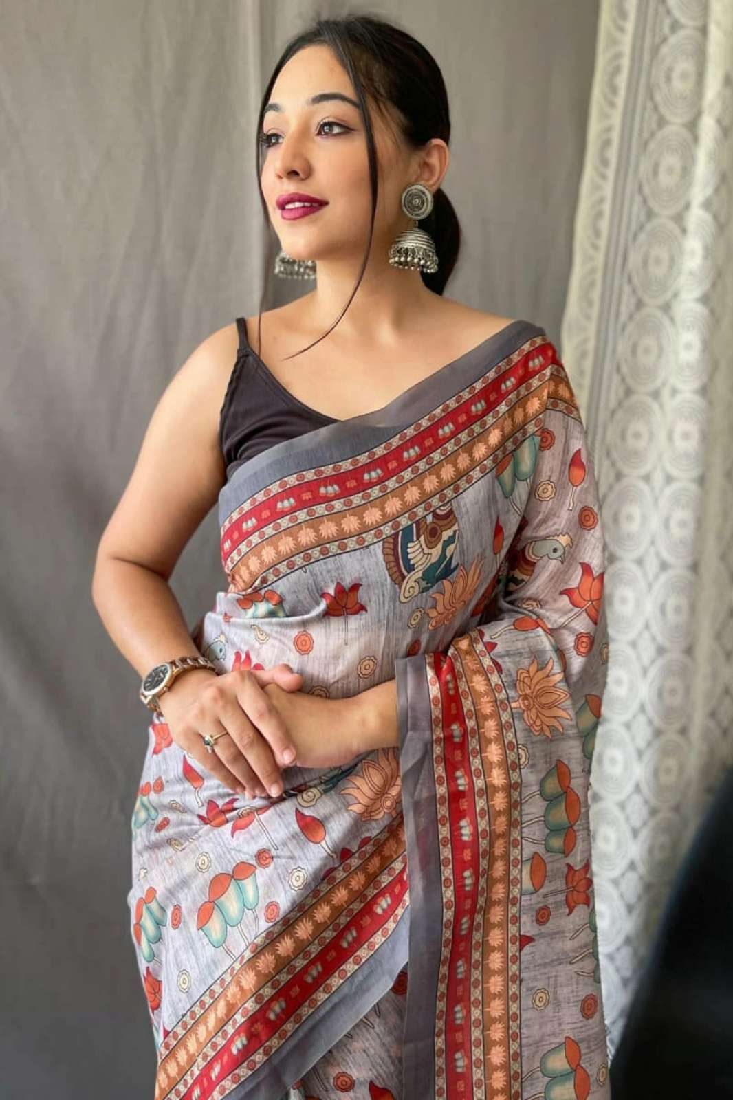 SHRI BALAJI EMPORIUM KADAMBARI PURE MALAI COTTON SAREE