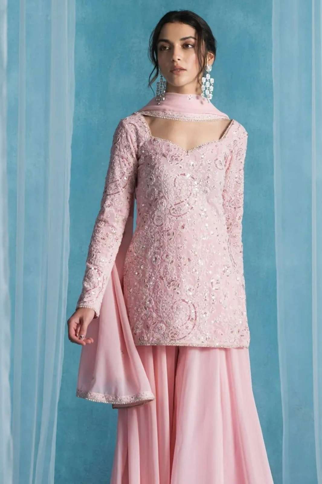 SHRI BALAJI EMPORIUM LG 1979 SUIT GEORGETTE WITH KURTI PLAZZO AND DUPATTA 