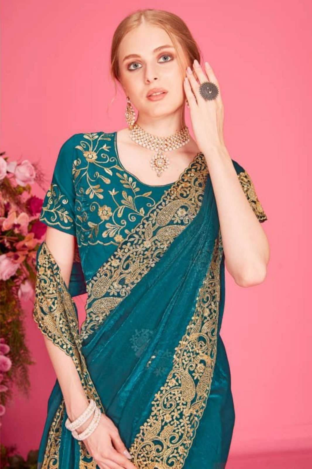 Shri Balaji Emporium NF AKSHANA Tow Ton Fandy Silk Embroidered Saree