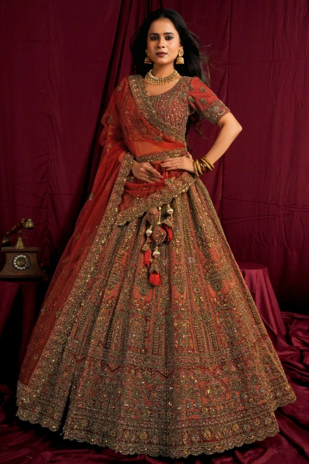 Shri Balaji Emporium SBG Bridal Embroidered Hand Work Net Lehenga Choli