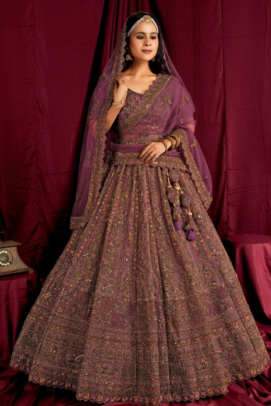 Shri Balaji Emporium SBG Bridal Embroidered Hand Work Net Lehenga Choli