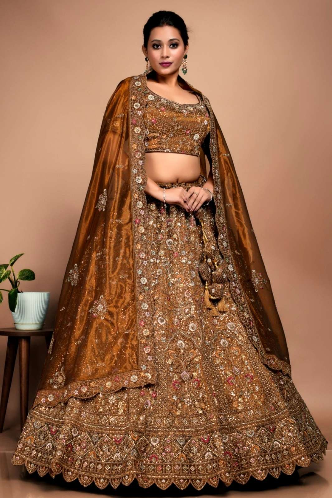 Shri Balaji Emporium SBG Wedding Embroidered Hand Work Twill Net Lehenga Choli