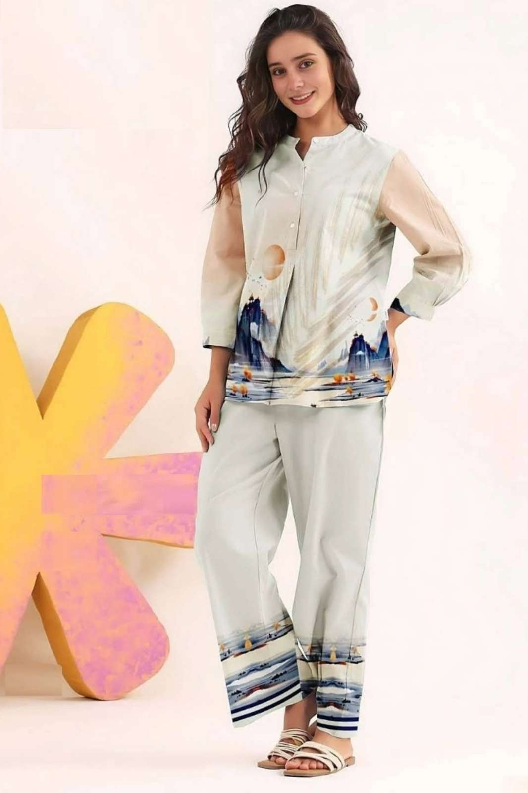Shri Balaji Emporium VAANII Polly Rayon Co Ord Set for Girls and young 