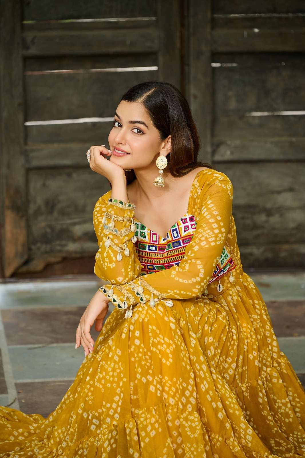 SHRI BALAJI KA 1195 BANDHANI PRINTED READY TO WEAR GOWNS