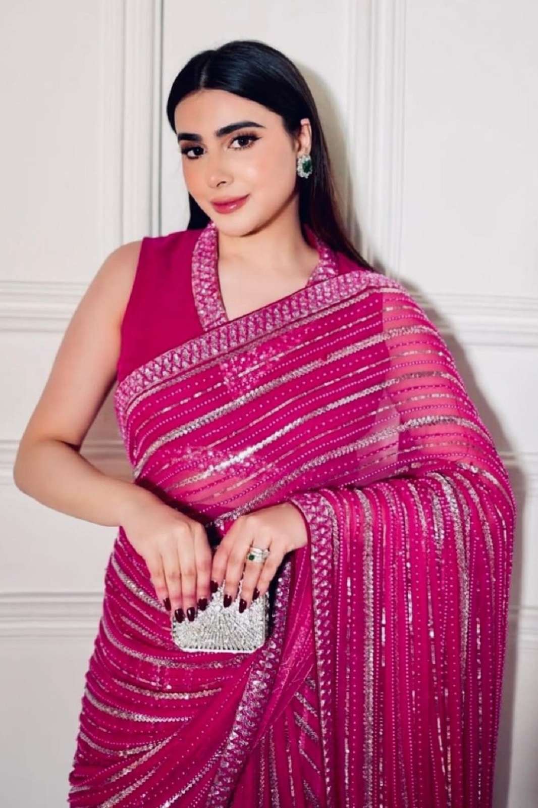 SHRI BALAJI L 4002 GEORGETTE SEQUIENCED PINK SAREES