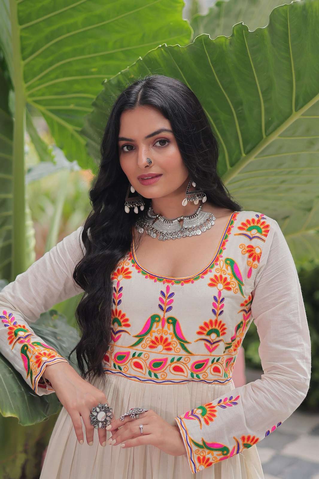 SHRI BALAJI LW 9264 COTTON EMBROIERED READY TO WEAR GOWNS
