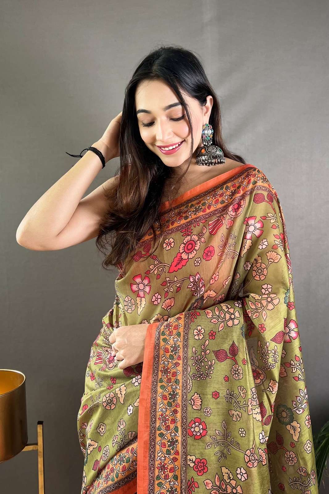 SHRI BALAJI RAKSHA MALAI COTTON KALAMKARI PRINTED SAREES