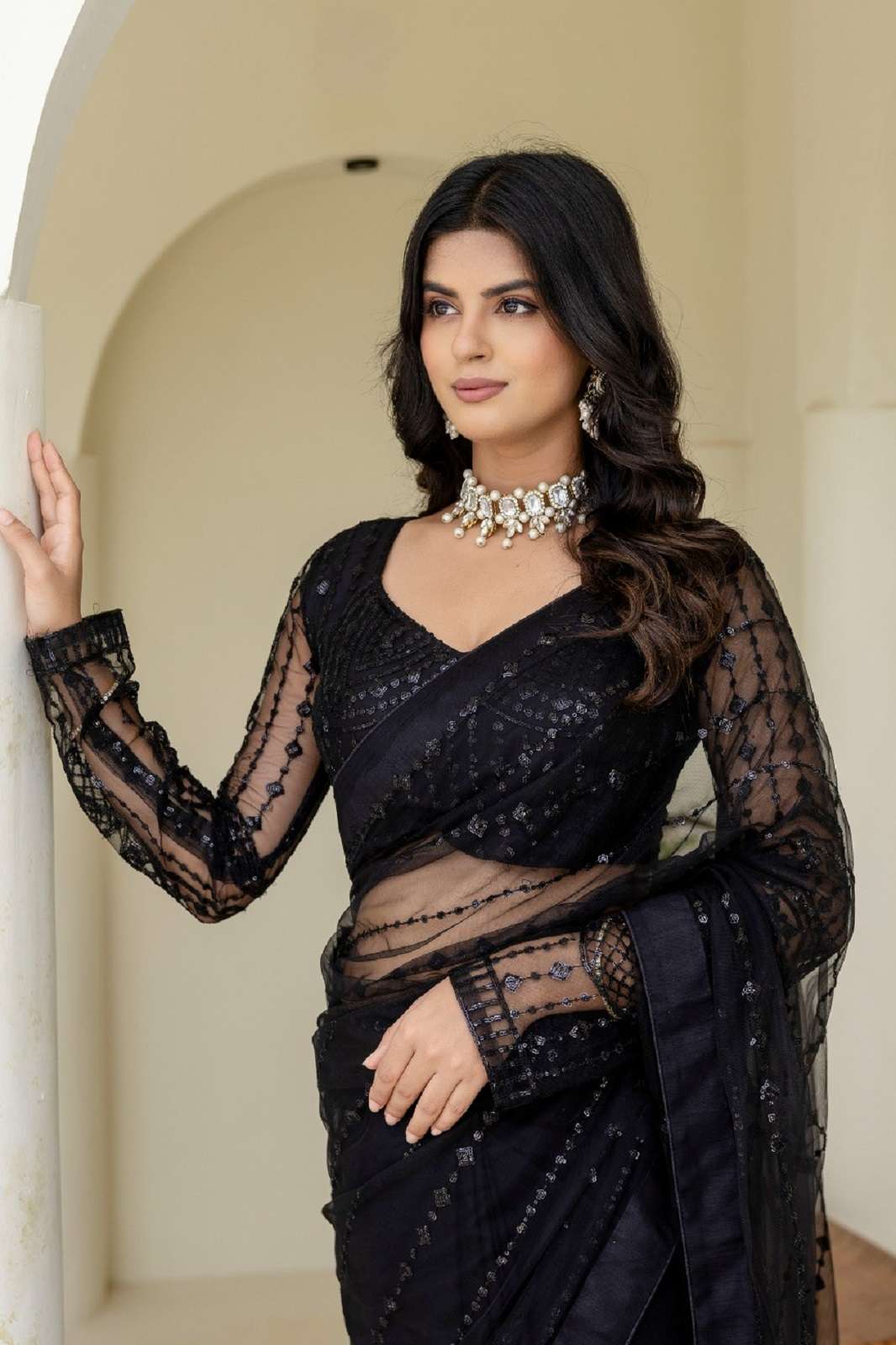 SHRI BALAJI TF 382 SOFT MONO NET EMBROIDERED SAREES