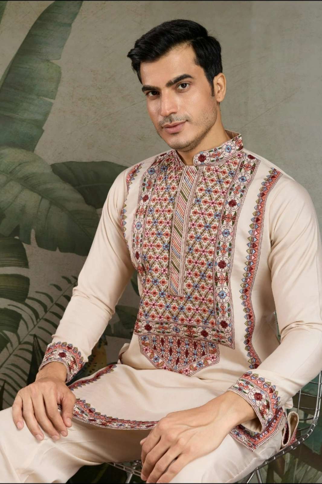 SHUBHVASTRA THE FUSION FITS 2 Festival Embroidered Mens Wear Kurta with Pant