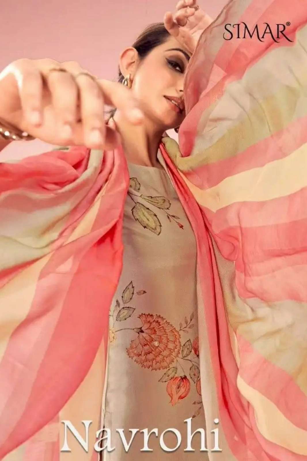 Simar Navrohi Pure Viscose Muslin Digital Printed Suit with Handwork