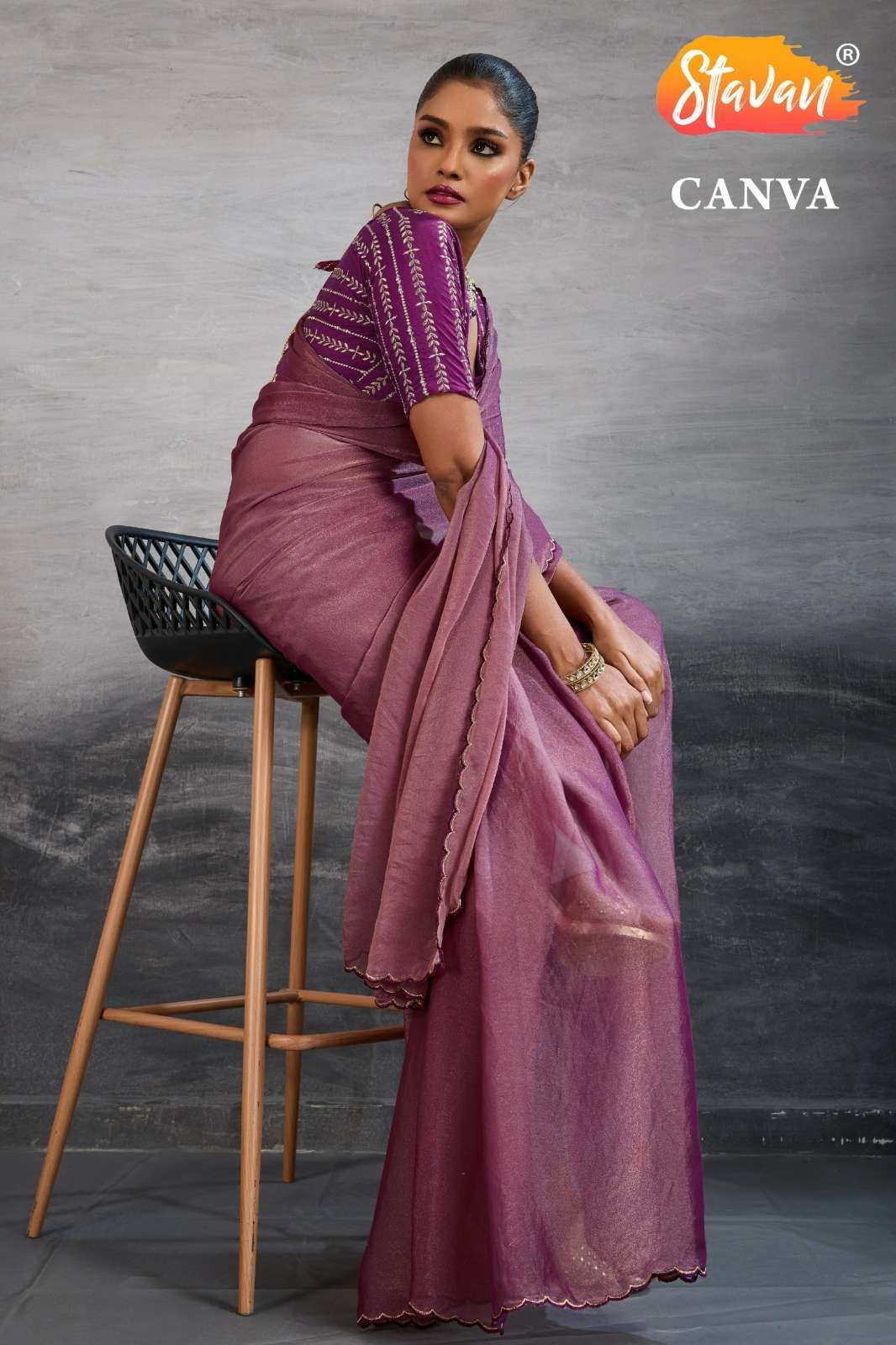 STAVAN CANVA TRENDING HANDCUTWORK BORDER SAREE