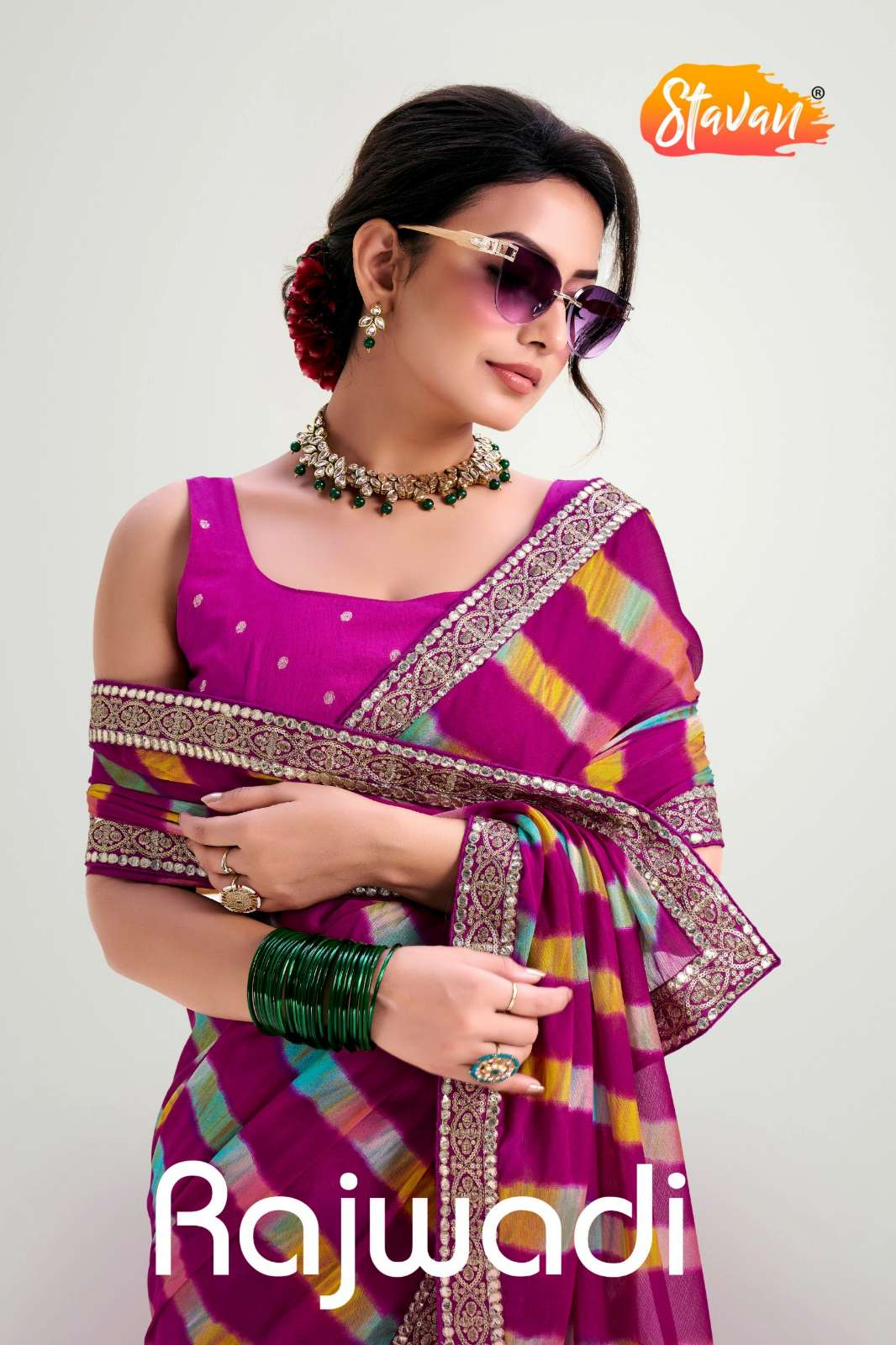 STAVAN RAJWADI 1001 TO 1010 SILK JAIPURI EMBROIDERY WORK BORDER SAREE