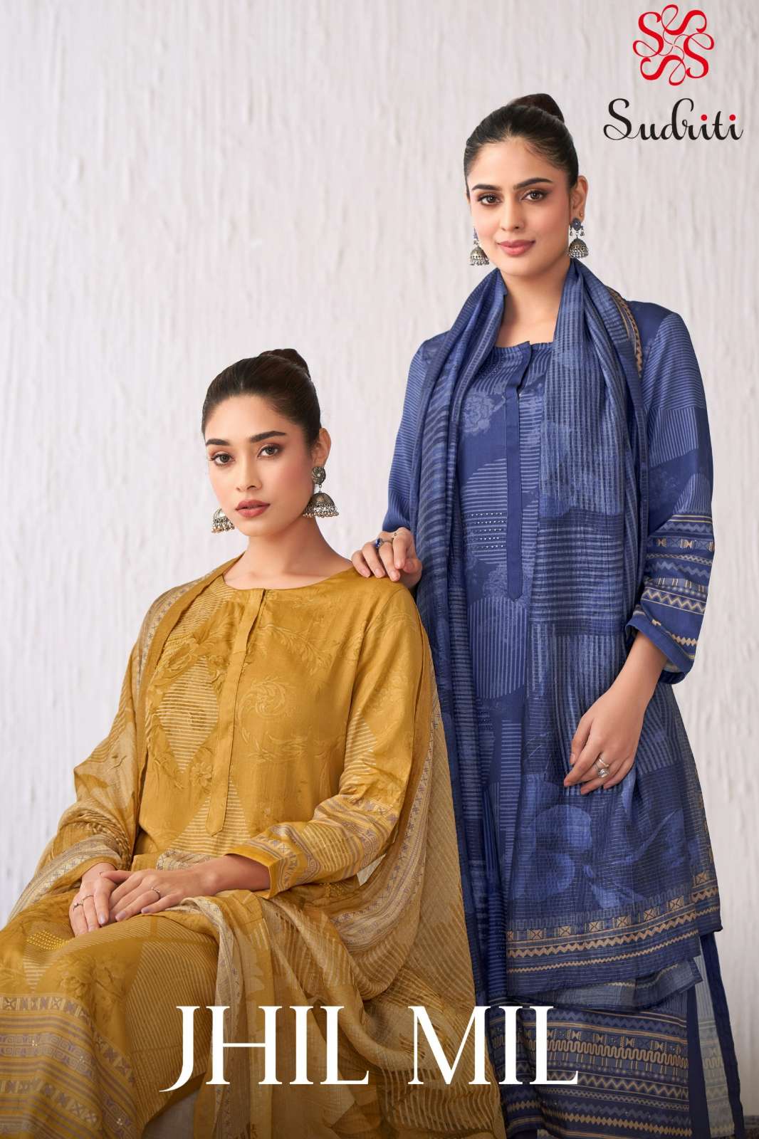 SUDRITI JHIL ITALIAN SATIN DIGITAL PRINTED SUIT WITH HANDWORK