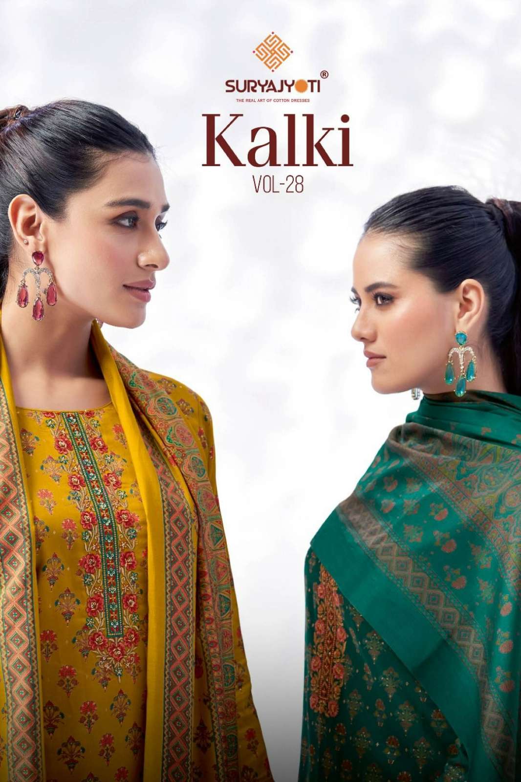 Suryajyoti KALKI VOL 28 Jam Satin Discharge Printed Suit with Embroidery