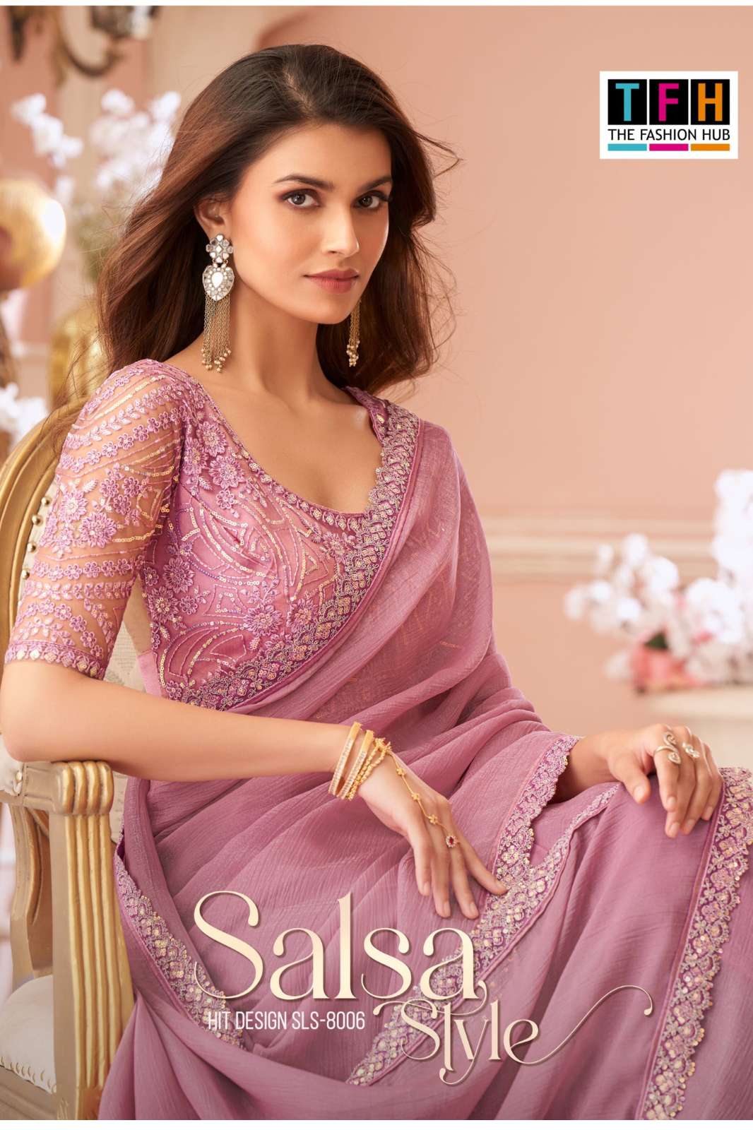 TFH Salsa Style 8006 Hit Colour CRYSTAL GEORGETTE DESIGNER SAREE 