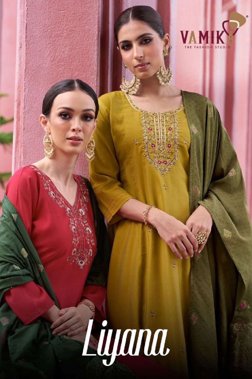 VAMIKA LIYANA SILK EMBROIERED READY TO WEAR ANARKALI KURTIES