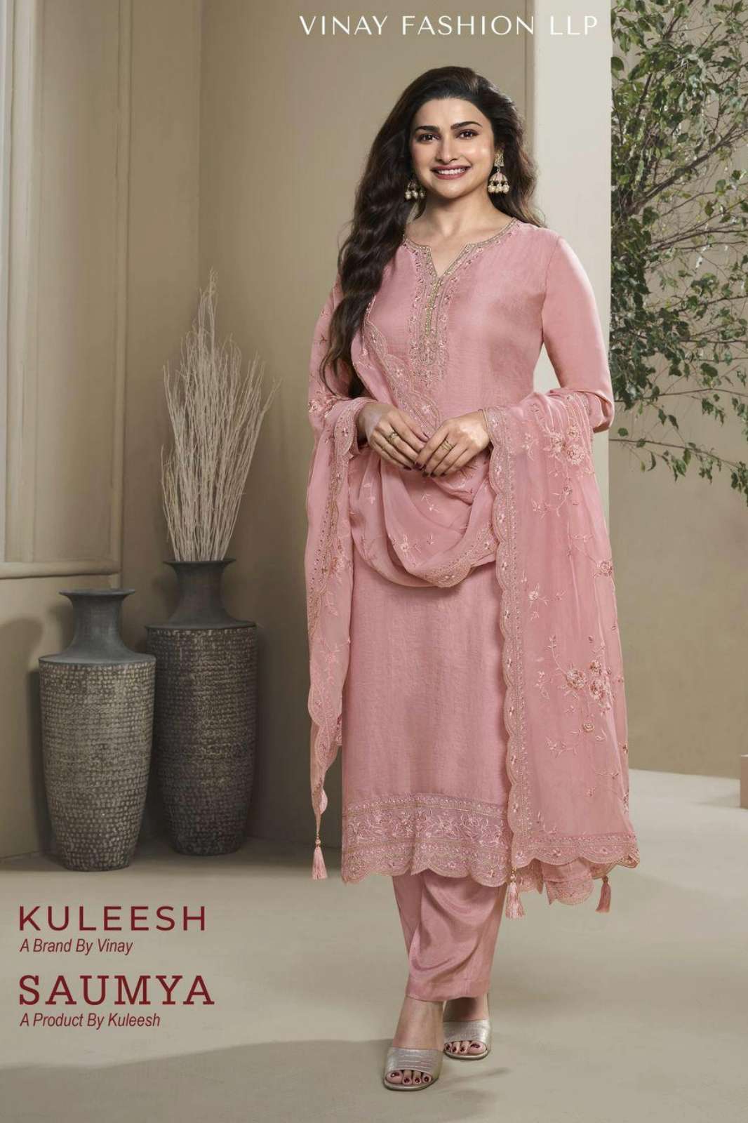 VINAY KULEESH SAUMYA EMBROIDERED PARIS SILK SUIT