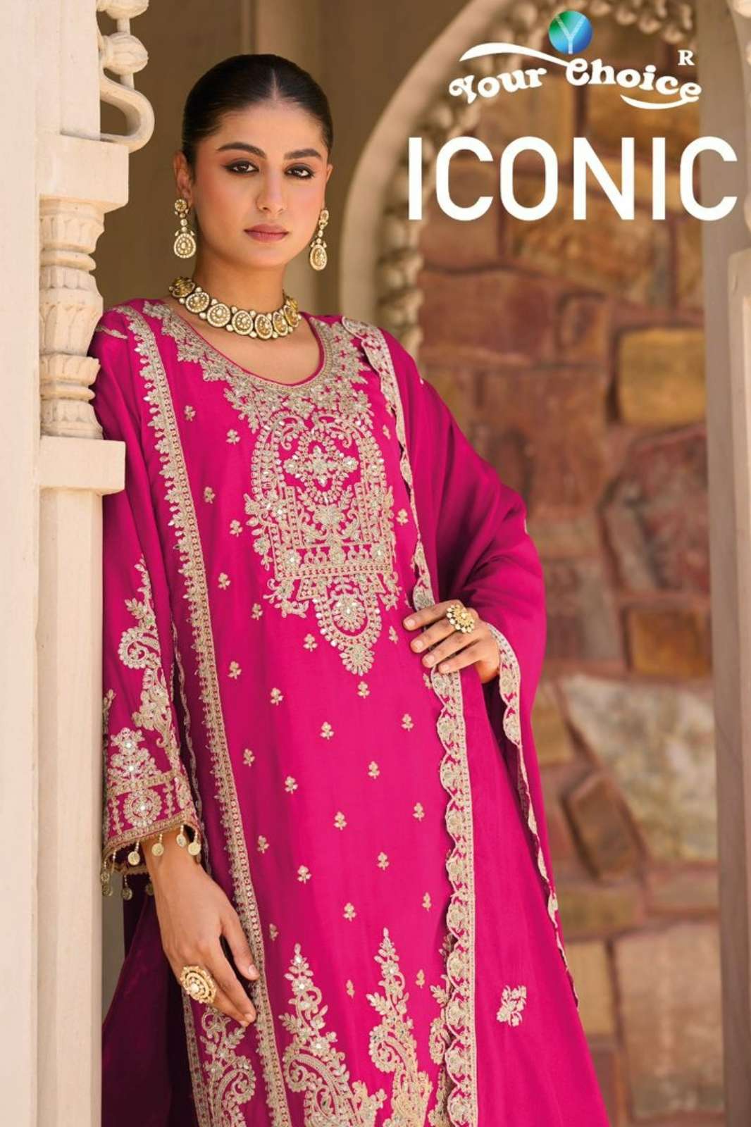Your choice ICONIC Ready to Wear Pure Chinon Embroidered Suit