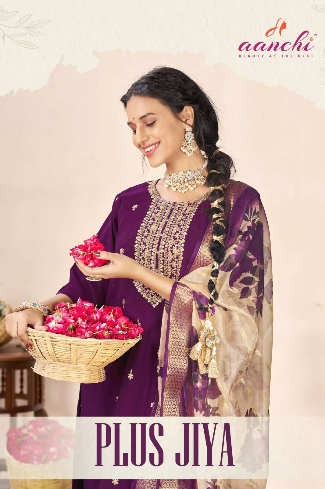 Aanchi PLUS JIYA Ready to Wear Roman Silk Embroidered Suit