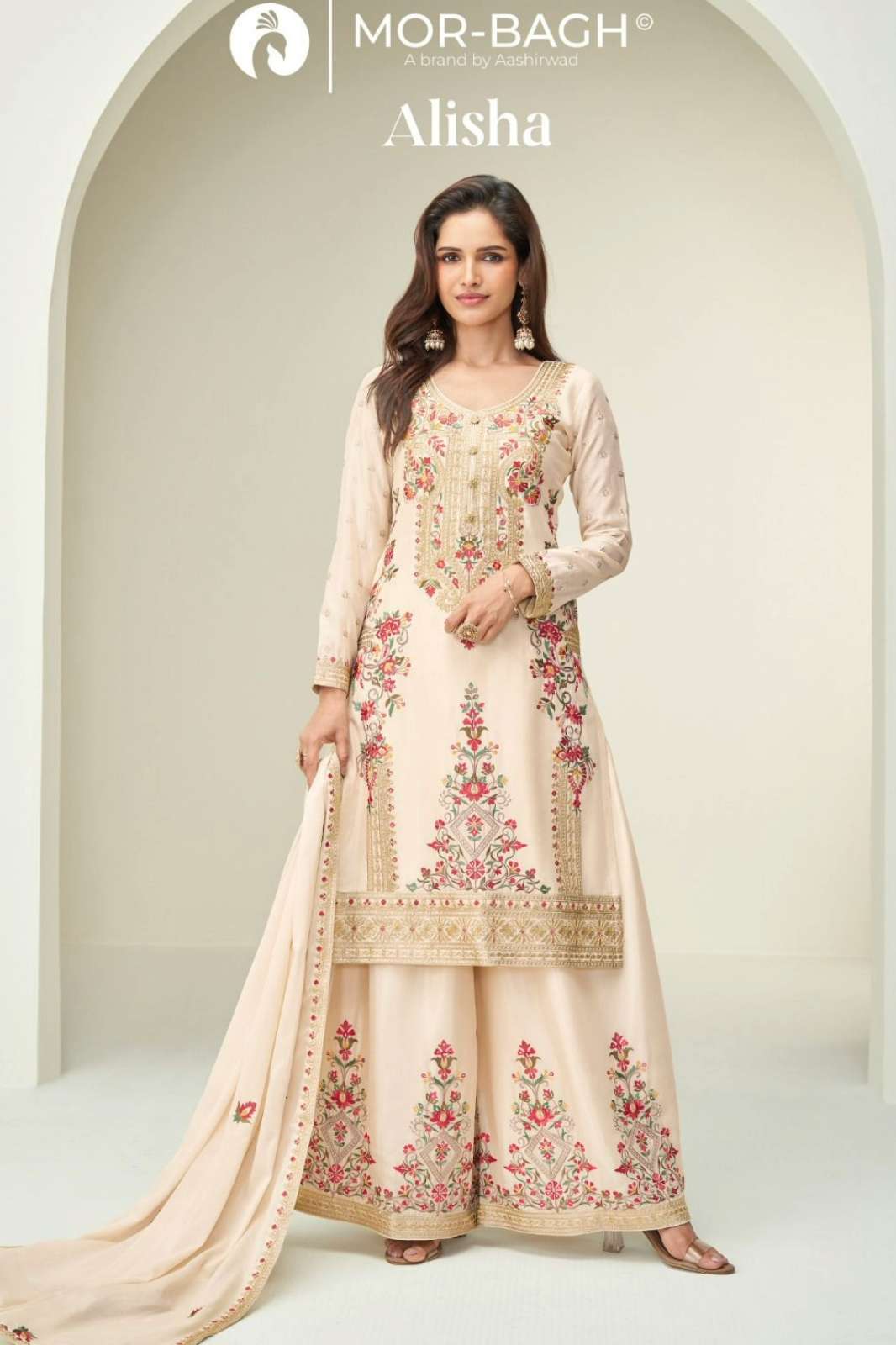 Aashirwad ALISHA Ready to Wear Premium Chinon Silk Embroidered Suit
